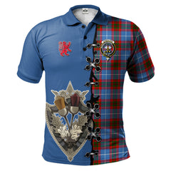 Clan Congilton Tartan Polo Shirt - Lion Rampant And Celtic Thistle Style ML49 Congilton Tartan Tartan Polo   