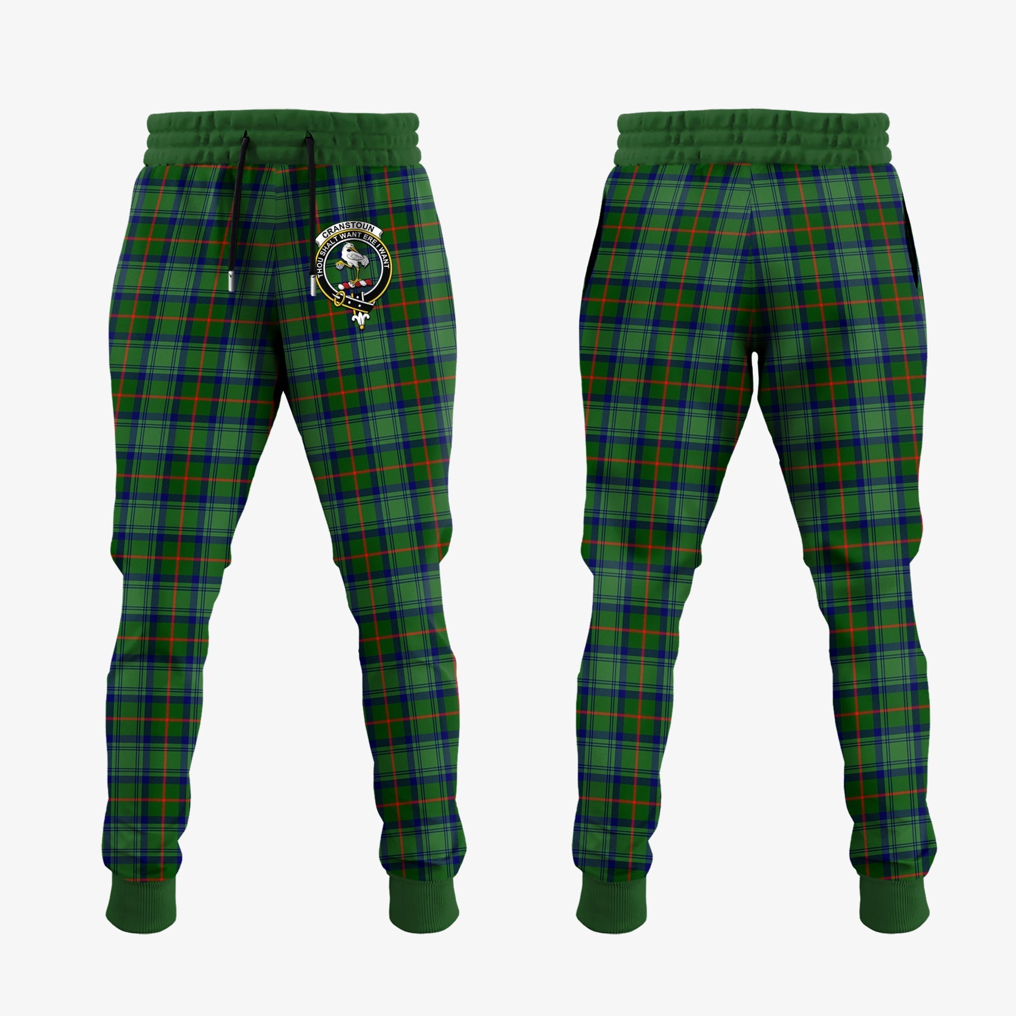 Clan Cranstoun Tartan Crest Jogger Sweatpants LV65 Clan Cranstoun Tartan Today   
