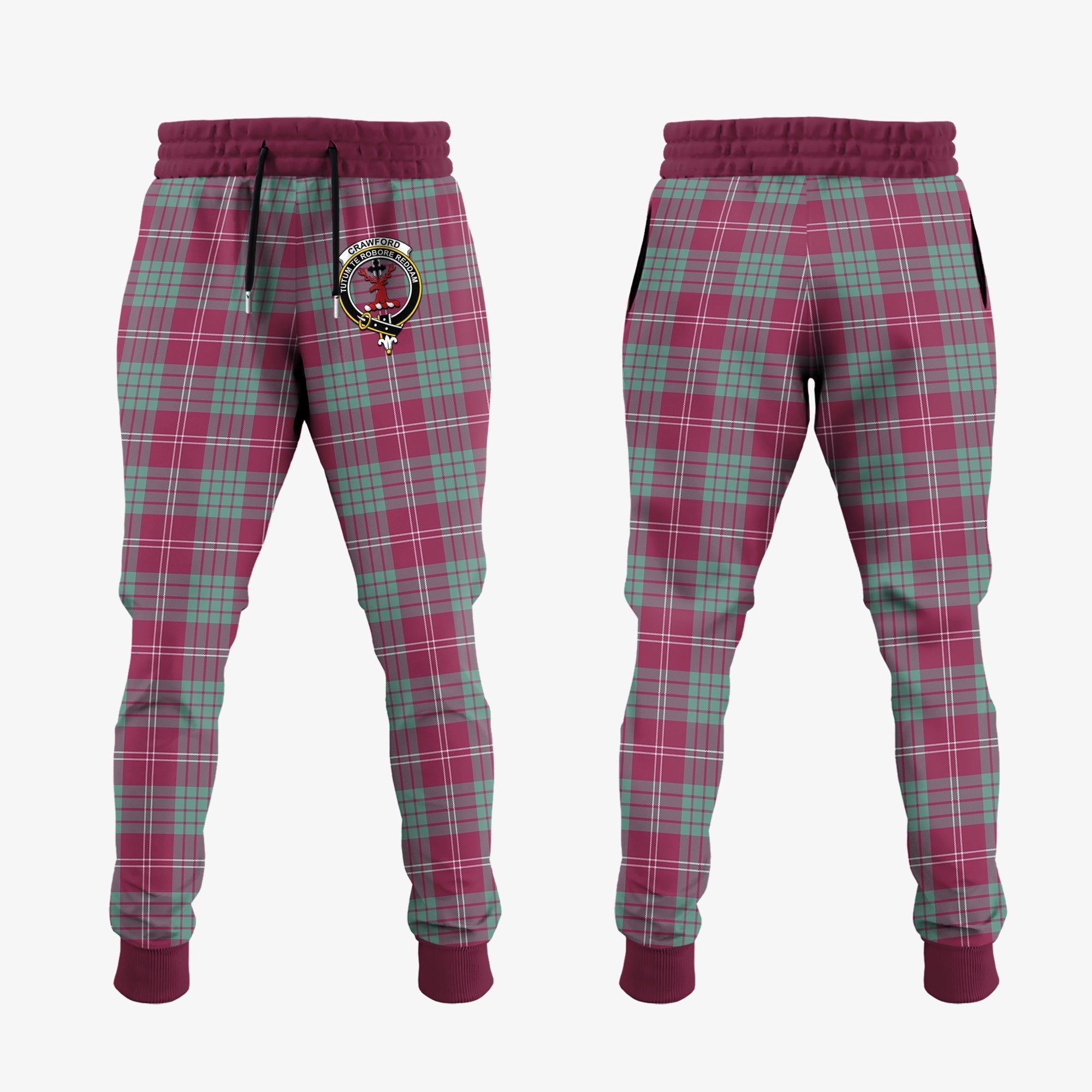 Clan Crawford Ancient Tartan Crest Jogger Sweatpants PU88 Clan Crawford Tartan Today   