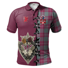 Clan Crawford Ancient of NewZealand Tartan Polo Shirt - Lion Rampant And Celtic Thistle Style VW95 Crawford Ancient of NewZealand Tartan Tartan Polo   