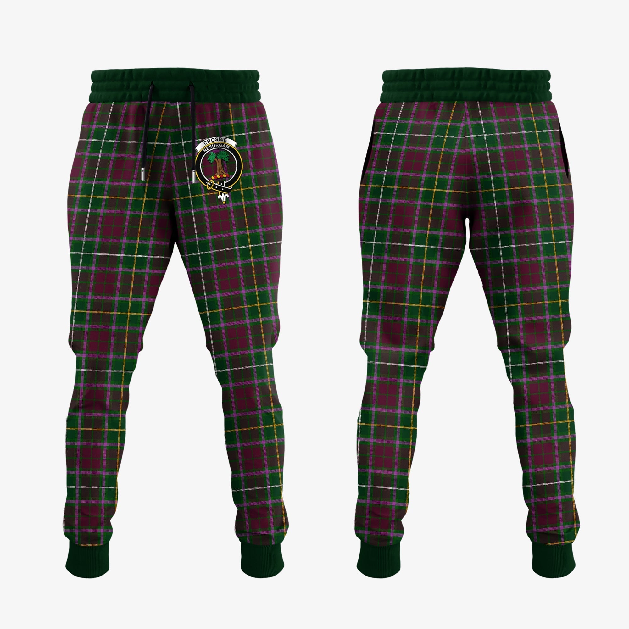 Clan Crosbie Tartan Crest Jogger Sweatpants WV97 Clan Crosbie Tartan Today   