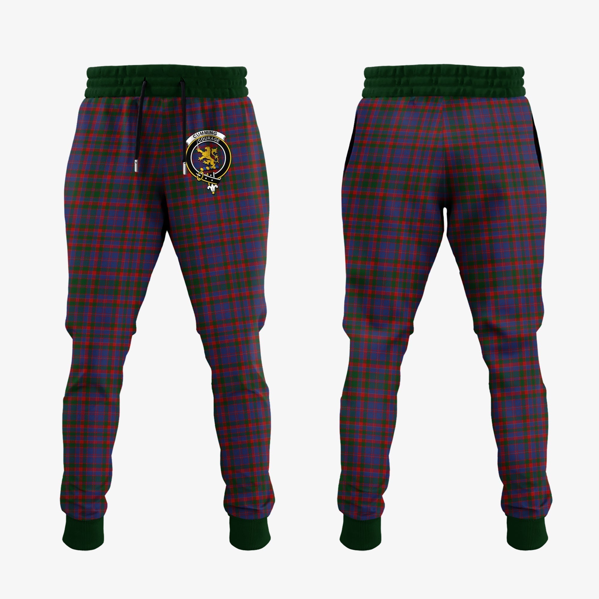 Clan Cumming Tartan Crest Jogger Sweatpants SS79 Clan Cumming Tartan Today   