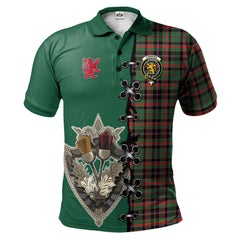 Clan Cumming Hunting Ancient Tartan Polo Shirt - Lion Rampant And Celtic Thistle Style QI69 Cumming Hunting Ancient Tartan Tartan Polo   