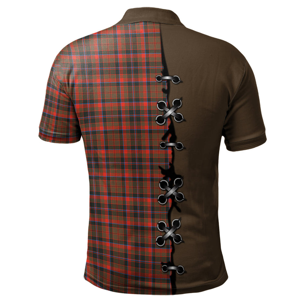 Clan Cumming Hunting Weathered Tartan Polo Shirt - Lion Rampant And Celtic Thistle Style HA21 Cumming Hunting Weathered Tartan Tartan Polo   