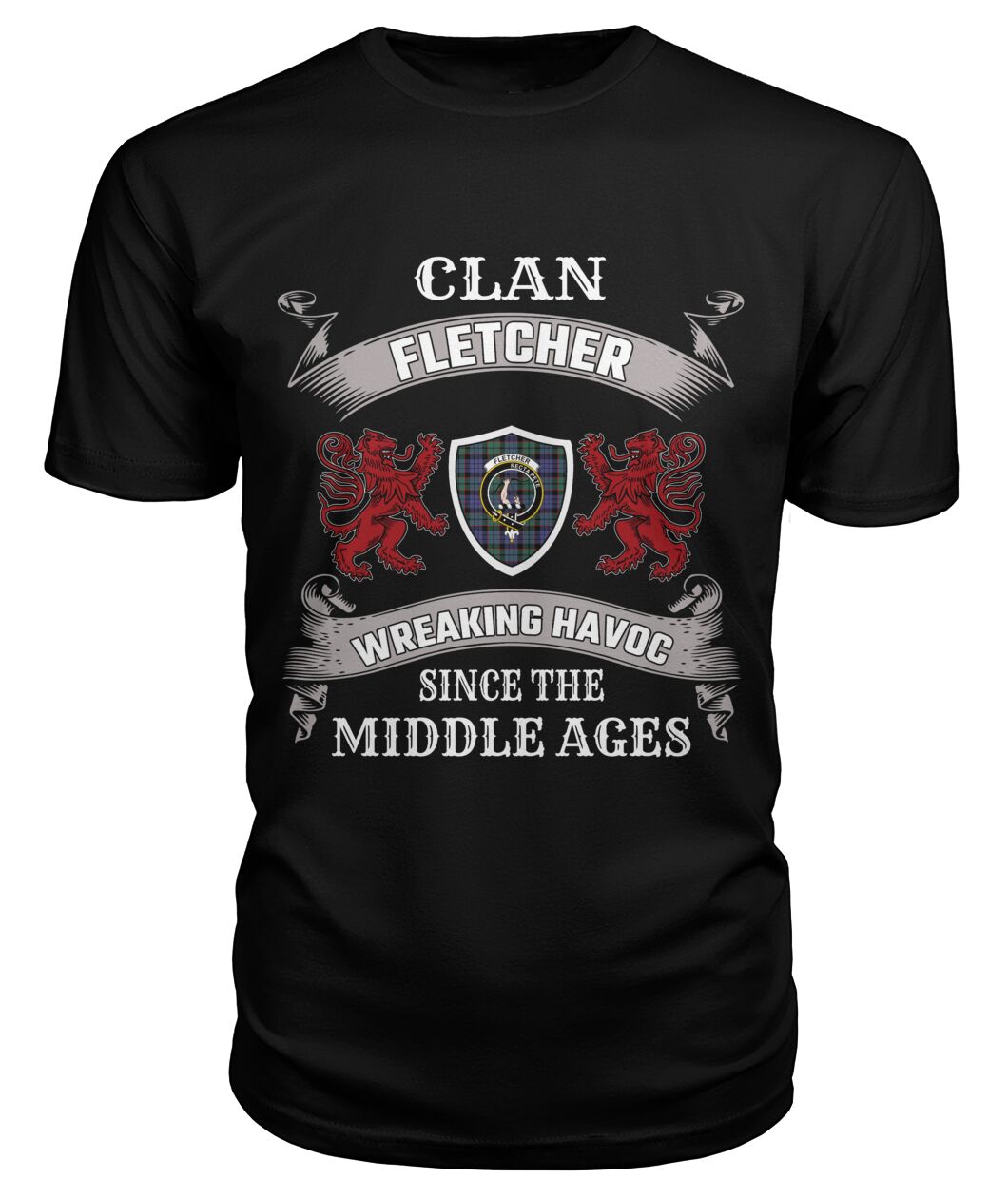 Clan Fletcher Family Tartan 2D T-shirt EZ27 Fletcher Tartan Clan Tartan T-Shirt Black S Fletcher Tartan Clan