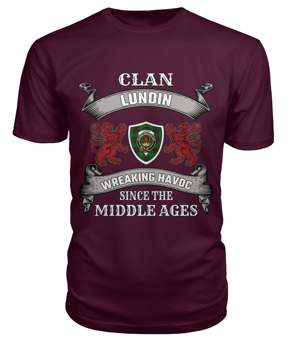 Clan Lundin Family Tartan 2D T-shirt YM91 Lundin Tartan Clan Tartan T-Shirt Maroon S Lundin Tartan Clan