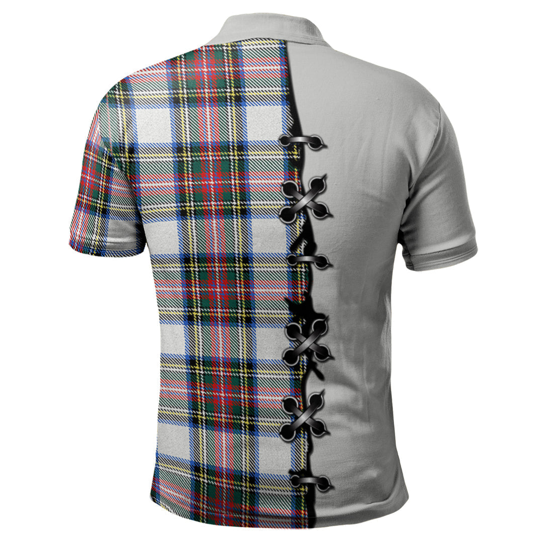 Clan Dennistoun Tartan Polo Shirt - Lion Rampant And Celtic Thistle Style EH20 Dennistoun Tartan Tartan Polo   