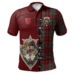 Clan Douglas Ancient Red Tartan Polo Shirt - Lion Rampant And Celtic Thistle Style YW63 Douglas Ancient Red Tartan Tartan Polo   