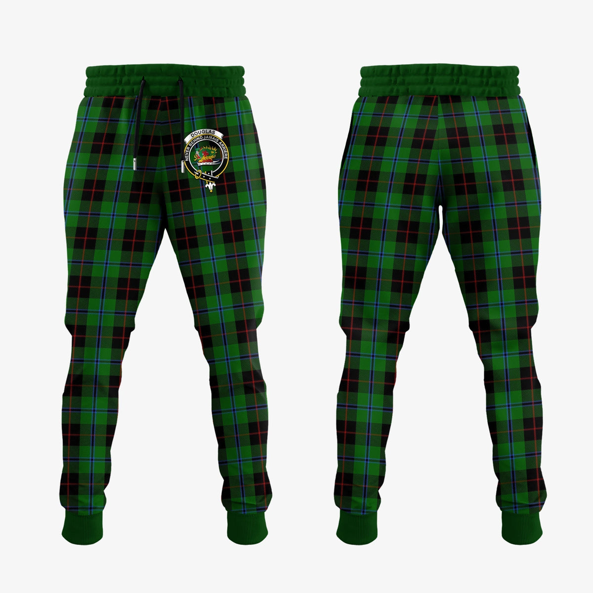 Clan Douglas Black Tartan Crest Jogger Sweatpants PX70 Clan Douglas Tartan Today   
