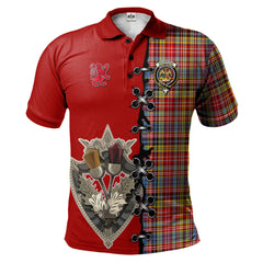 Clan Drummond of Strathallan Modern Tartan Polo Shirt - Lion Rampant And Celtic Thistle Style JT78 Drummond of Strathallan Modern Tartan Tartan Polo   