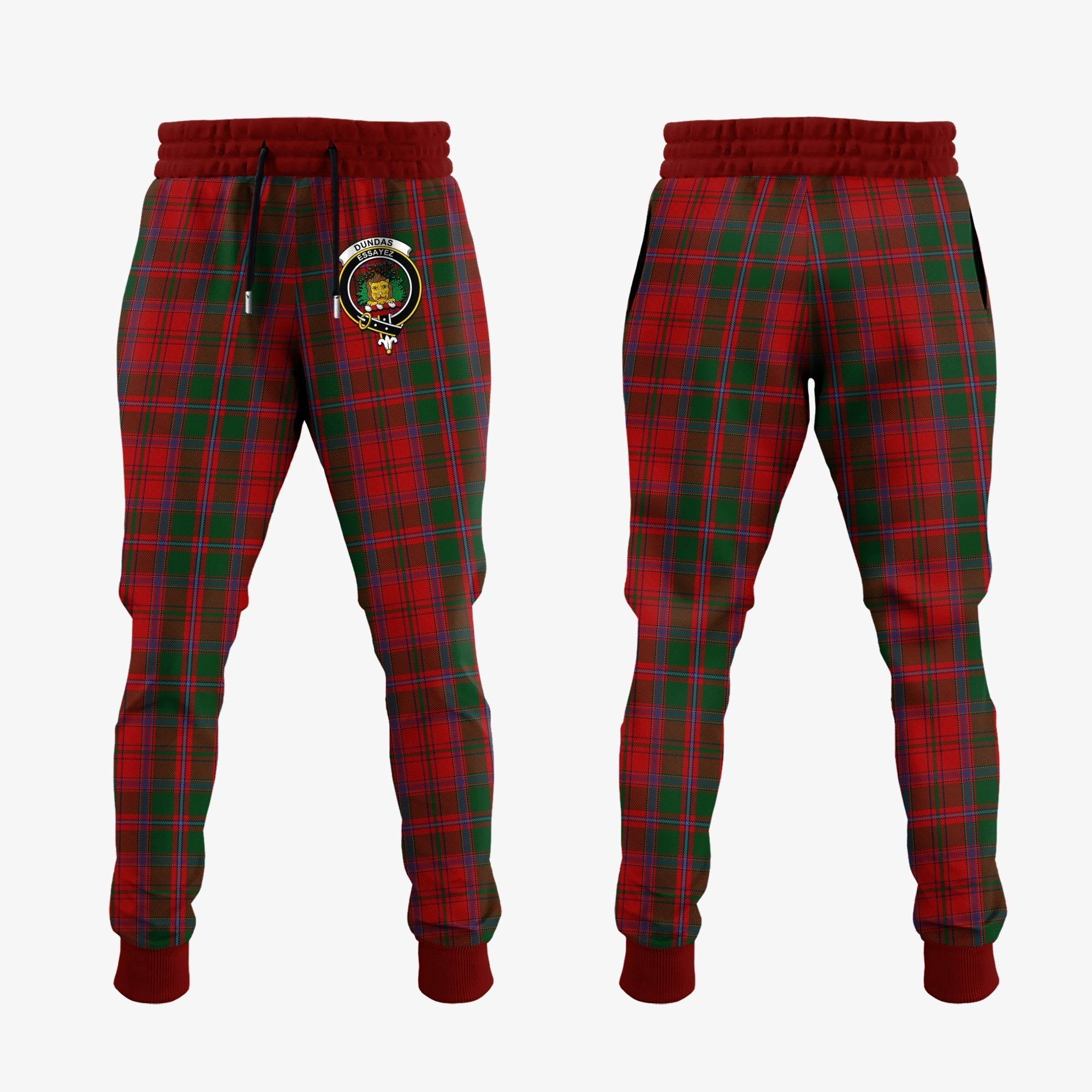 Clan Dundas Red Tartan Crest Jogger Sweatpants XB42 Clan Dundas Tartan Today   