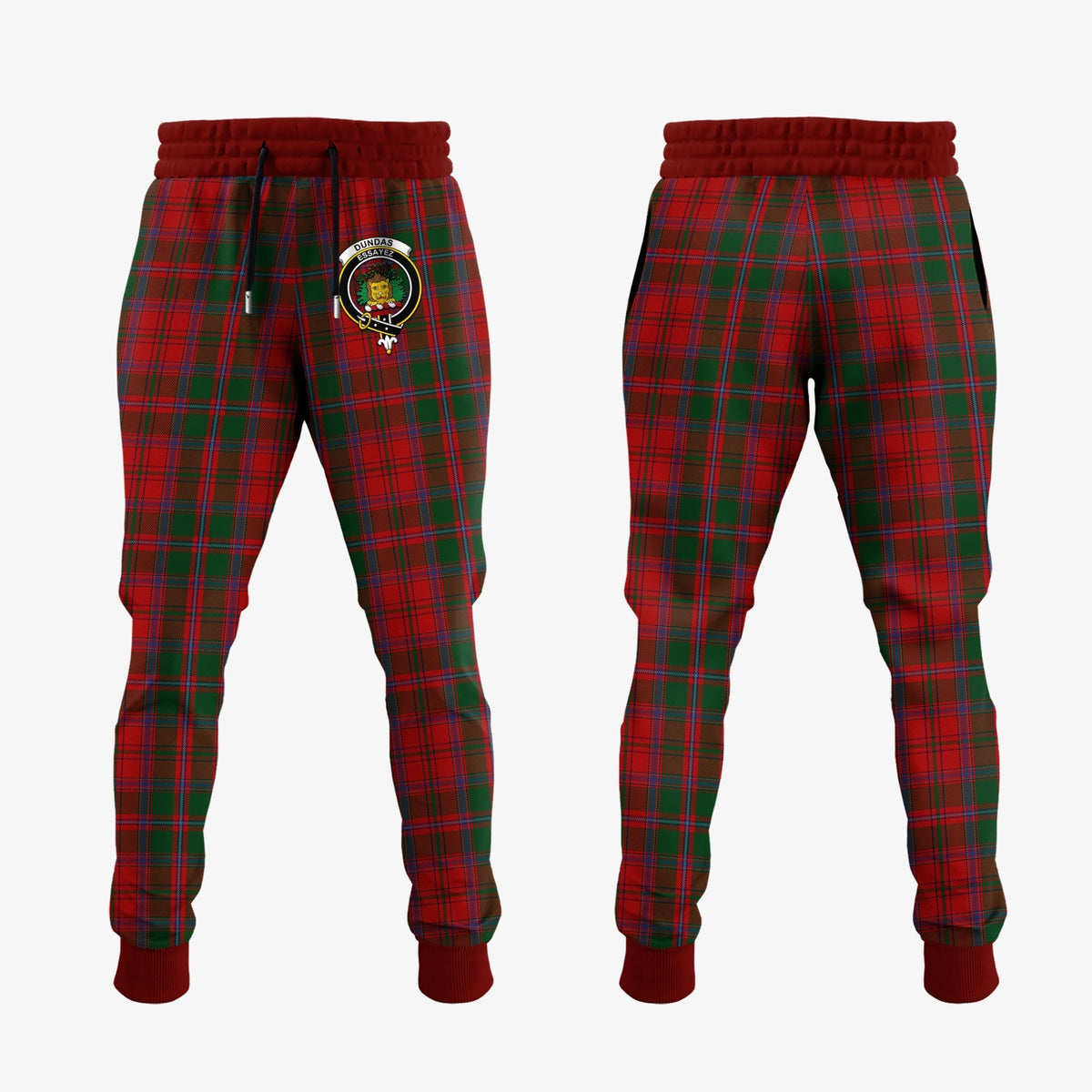Clan Dundas Red Tartan Crest Jogger Sweatpants XB42 Clan Dundas Tartan Today   