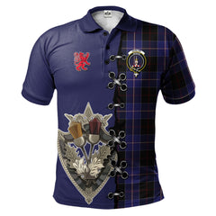 Clan Dunlop Tartan Polo Shirt - Lion Rampant And Celtic Thistle Style LW72 Dunlop Tartan Tartan Polo   