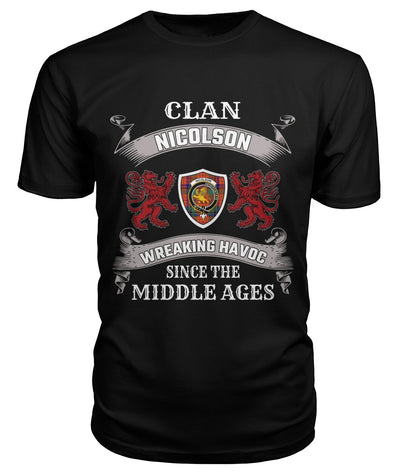 Clan Nicolson Family Tartan 2D T-shirt