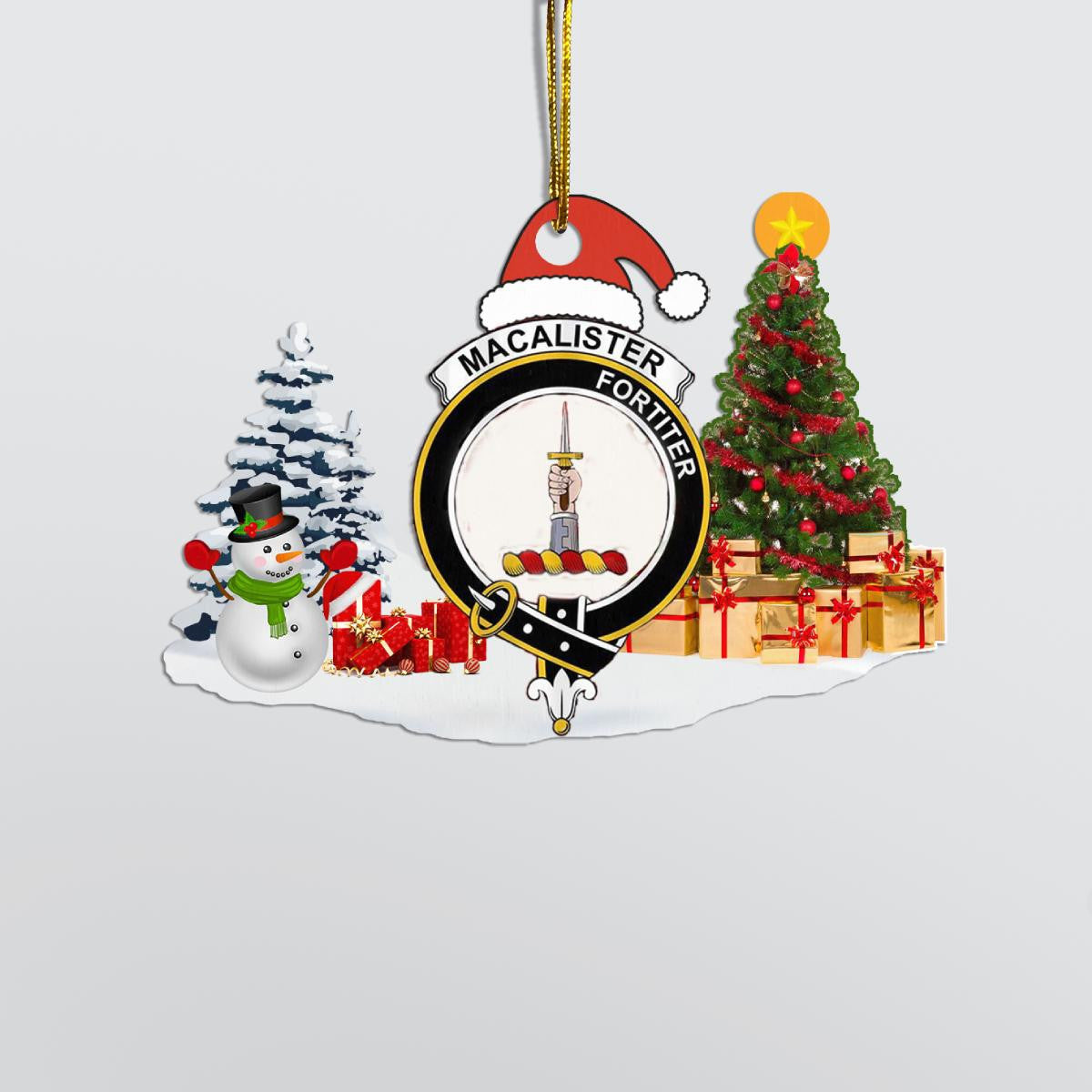 Clan Macalister Crest Tartan Acrylic Christmas Ornament PN43 Macalister Tartan Tartan Christmas   