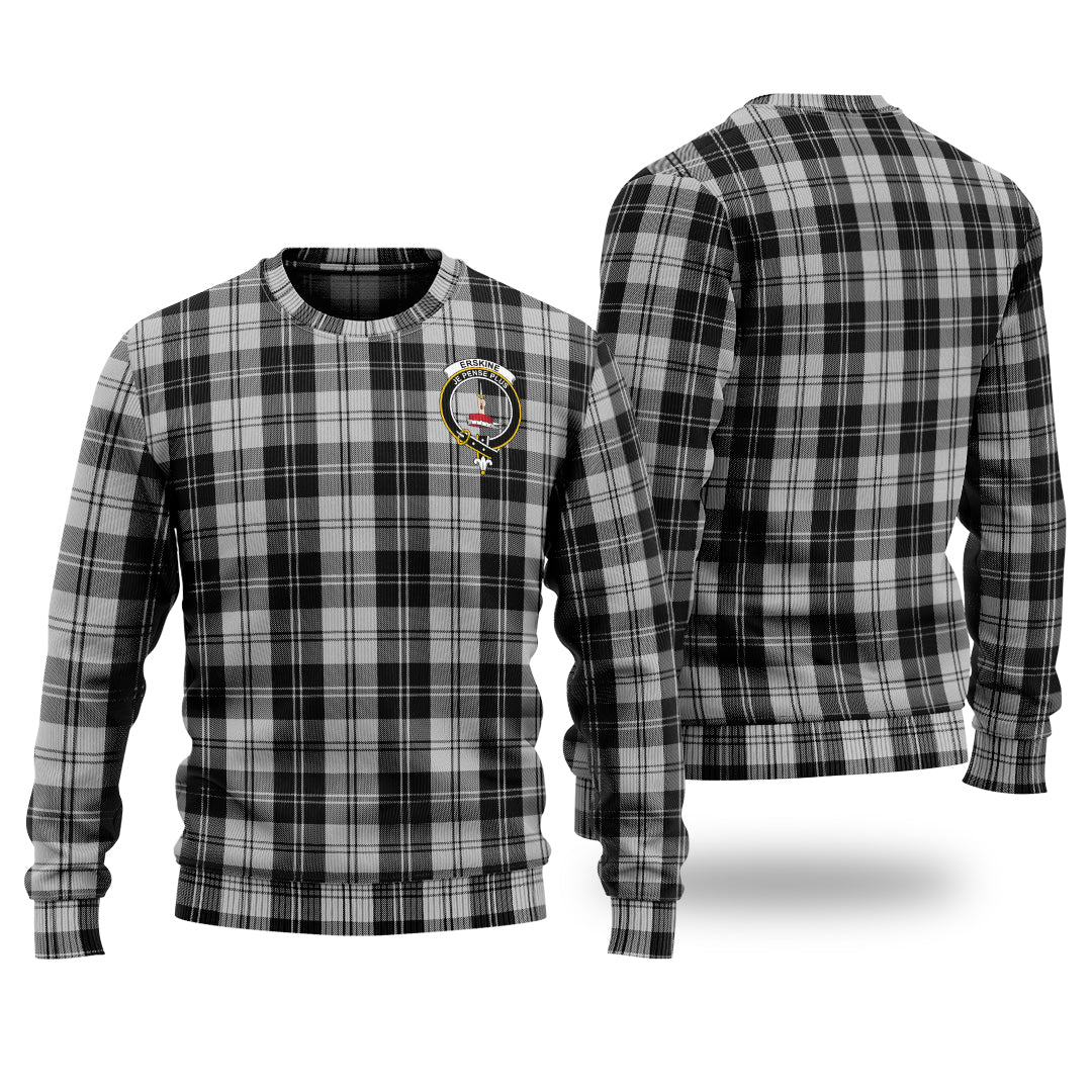 Clan Erskine Black and White Tartan Christmas Ugly Sweater IK77 Erskine Black and White Tartan Tartan Sweater   
