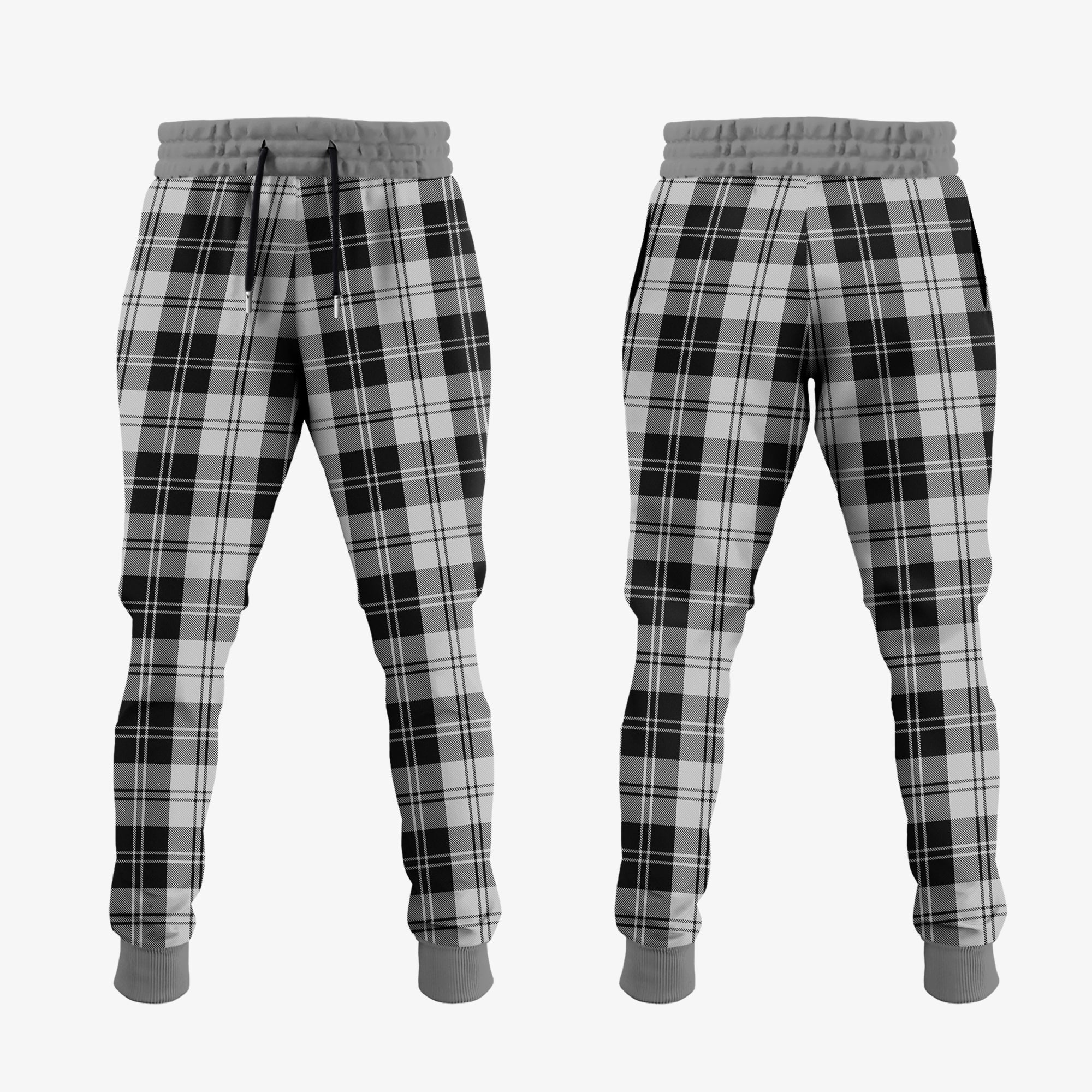 Clan Erskine Black And White Tartan Crest Jogger Sweatpants LA49 Clan Erskine Tartan Today   