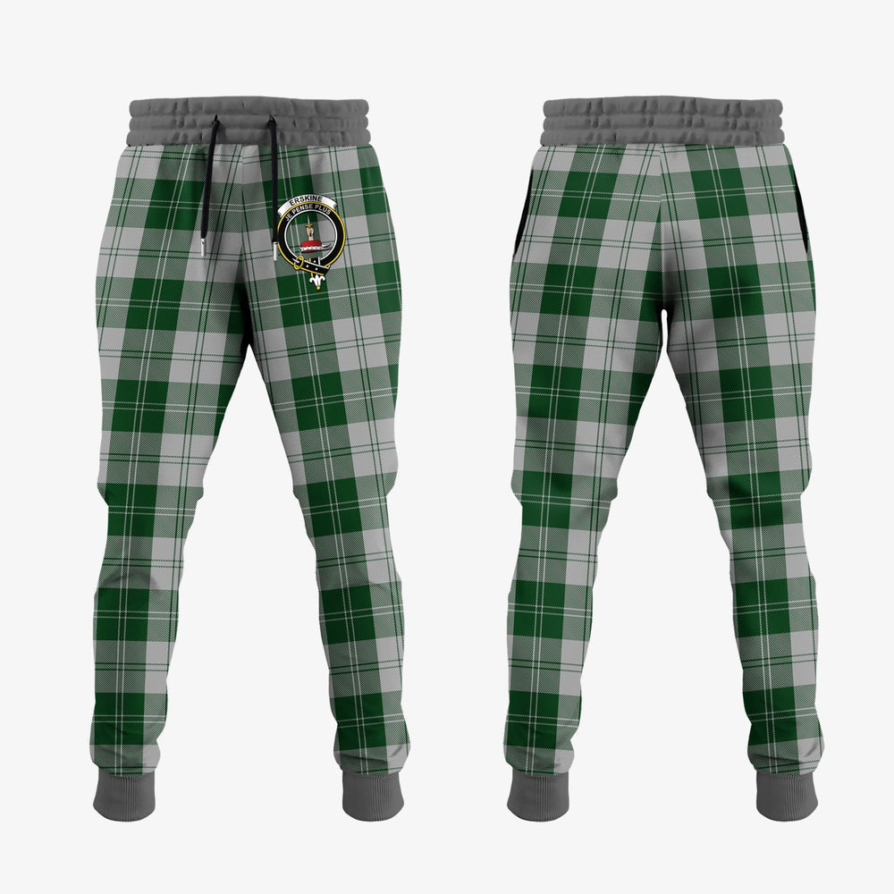 Clan Erskine Green Tartan Crest Jogger Sweatpants GT61 Clan Erskine Tartan Today   