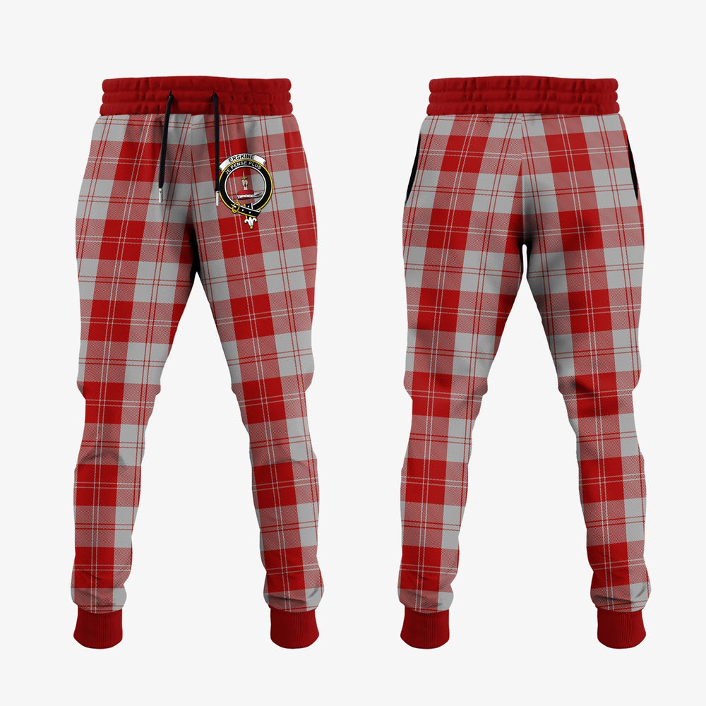 Clan Erskine Red Tartan Crest Jogger Sweatpants US31 Clan Erskine Tartan Today   