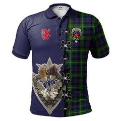 Clan Farquharson Tartan Polo Shirt - Lion Rampant And Celtic Thistle Style QE23 Farquharson Tartan Tartan Polo   