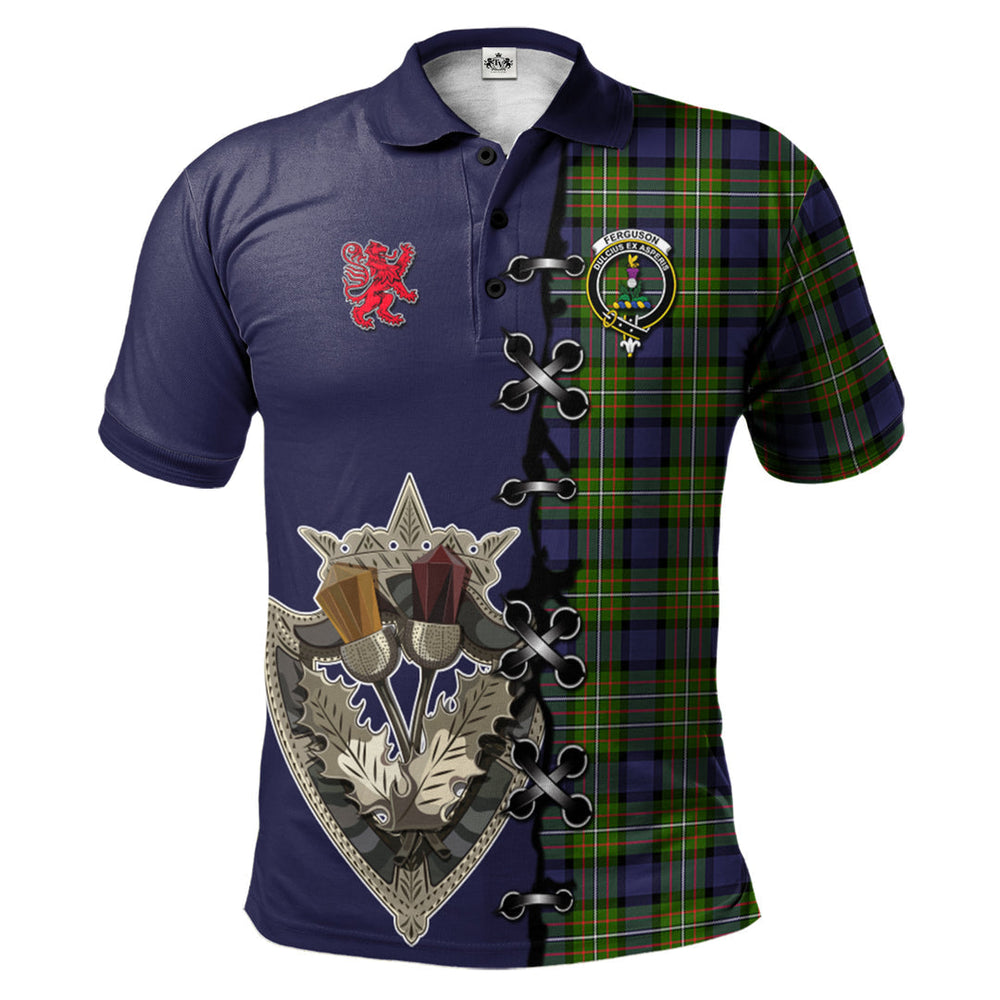 Clan Ferguson Modern Tartan Polo Shirt - Lion Rampant And Celtic Thistle Style ZD51 Ferguson Modern Tartan Tartan Polo   
