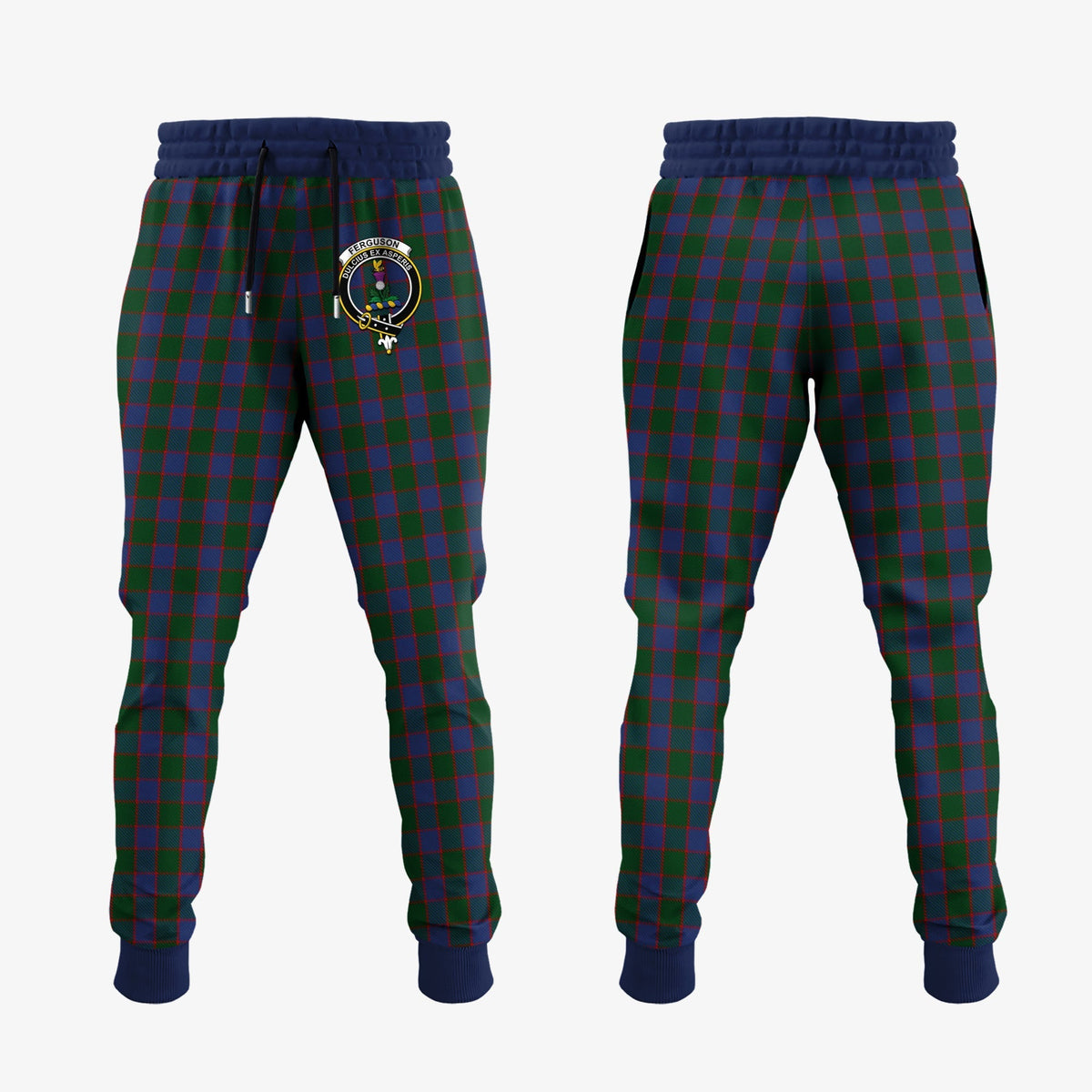 Clan Ferguson Old Tartan Crest Jogger Sweatpants WR89 Clan Hall Tartan Today   