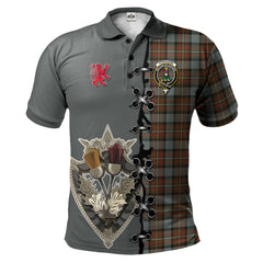 Clan Ferguson Weathered Tartan Polo Shirt - Lion Rampant And Celtic Thistle Style CQ44 Ferguson Weathered Tartan Tartan Polo   