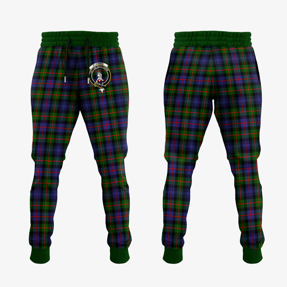Clan Fleming Tartan Crest Jogger Sweatpants LS87 Clan Fleming Tartan Today   