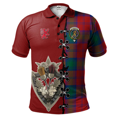 Clan Fotheringham Modern Tartan Polo Shirt - Lion Rampant And Celtic Thistle Style OH64