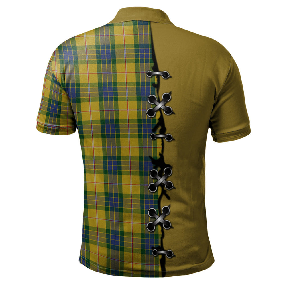 Clan Fraser Yellow Tartan Polo Shirt - Lion Rampant And Celtic Thistle Style UX48 Fraser Yellow Tartan Tartan Polo   