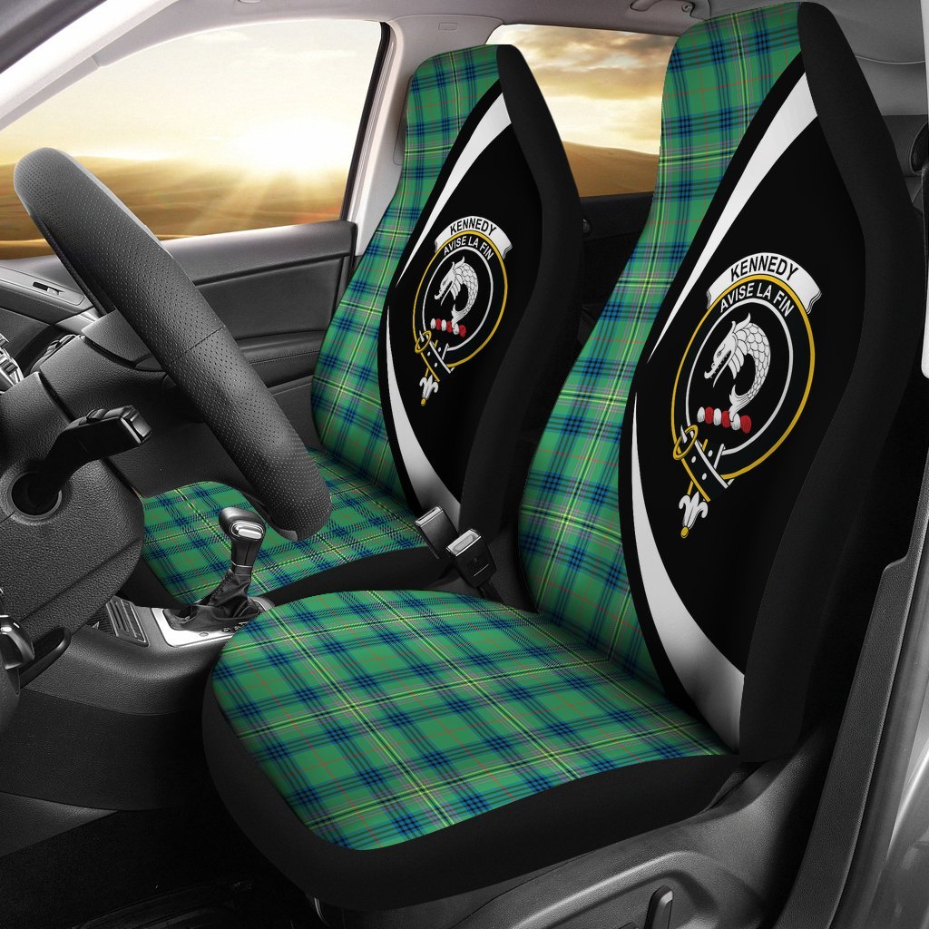 Clan Kennedy Ancient Tartan Crest Circle Car Seat Cover PT47 Clan Kennedy Tartan Today   