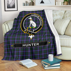 Clan Hunter Tartan Crest Blanket 3 Sizes RQ84 Clan Hunter Tartan Today   