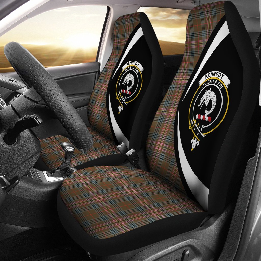 Clan Kennedy Weathered Tartan Crest Circle Car Seat Cover KY43 Clan Kennedy Tartan Today   