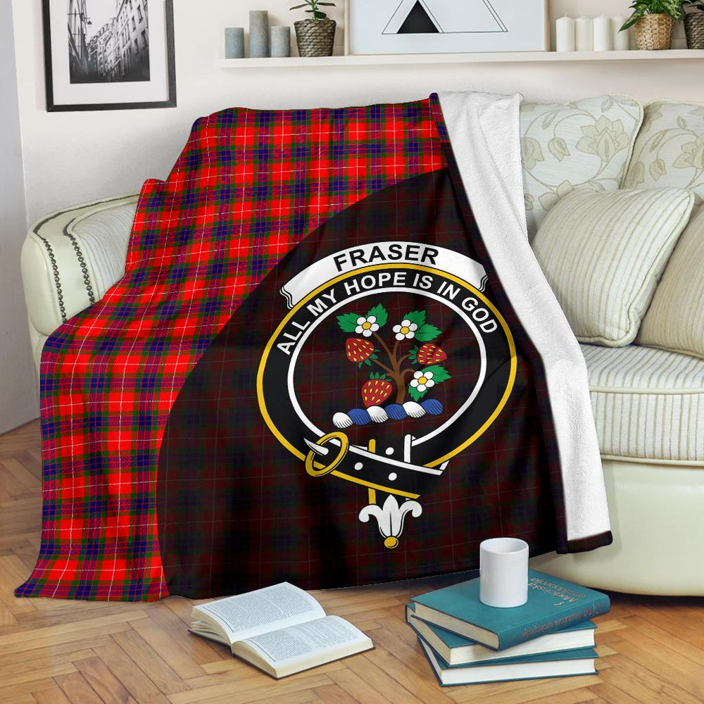 Clan Fraser Modern Tartan Crest Blanket Wave Style LL20 Clan Fraser Tartan Today   