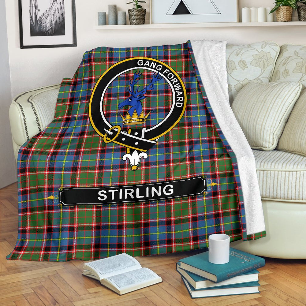 Clan Stirling (of Cadder-Present Chief) Family Tartan Crest Blanket 3 Sizes FQ79 Clan Stirling Tartan Today   