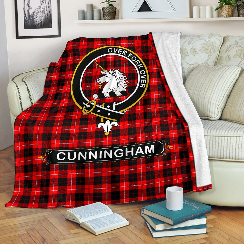 Clan Cunningham Tartan Crest Blanket 3 Sizes EF96 Clan Cunningham Tartan Today   