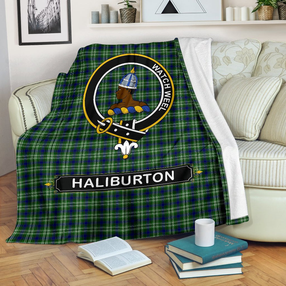 Clan Haliburton Family Tartan Crest Blanket 3 Sizes UV66 Clan Haliburton Tartan Today   