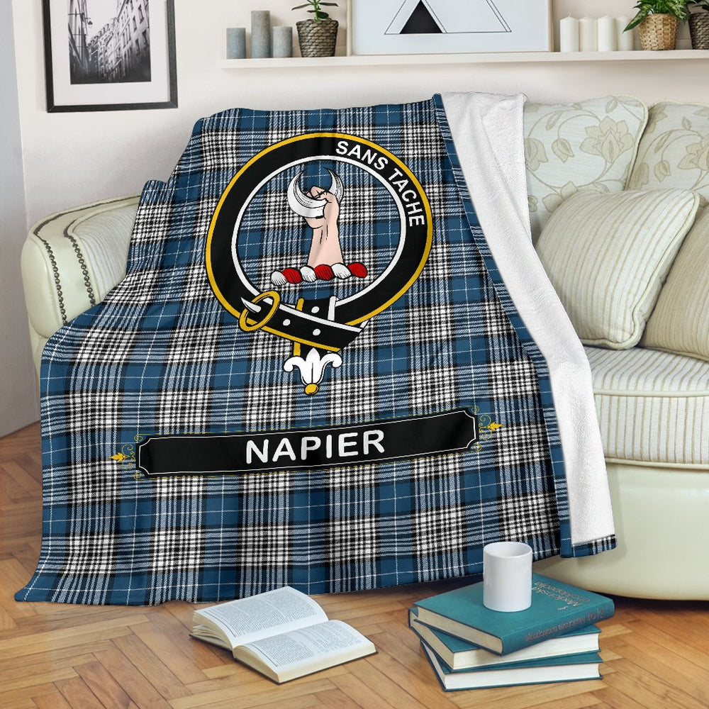 Clan Napier Tartan Crest Blanket 3 Sizes LX76 Clan Napier Tartan Today   