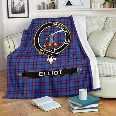 Clan Elliot Tartan Crest Blanket 3 Sizes