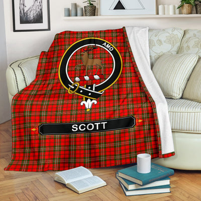Clan Scott Tartan Crest Blanket 3 Sizes IO25