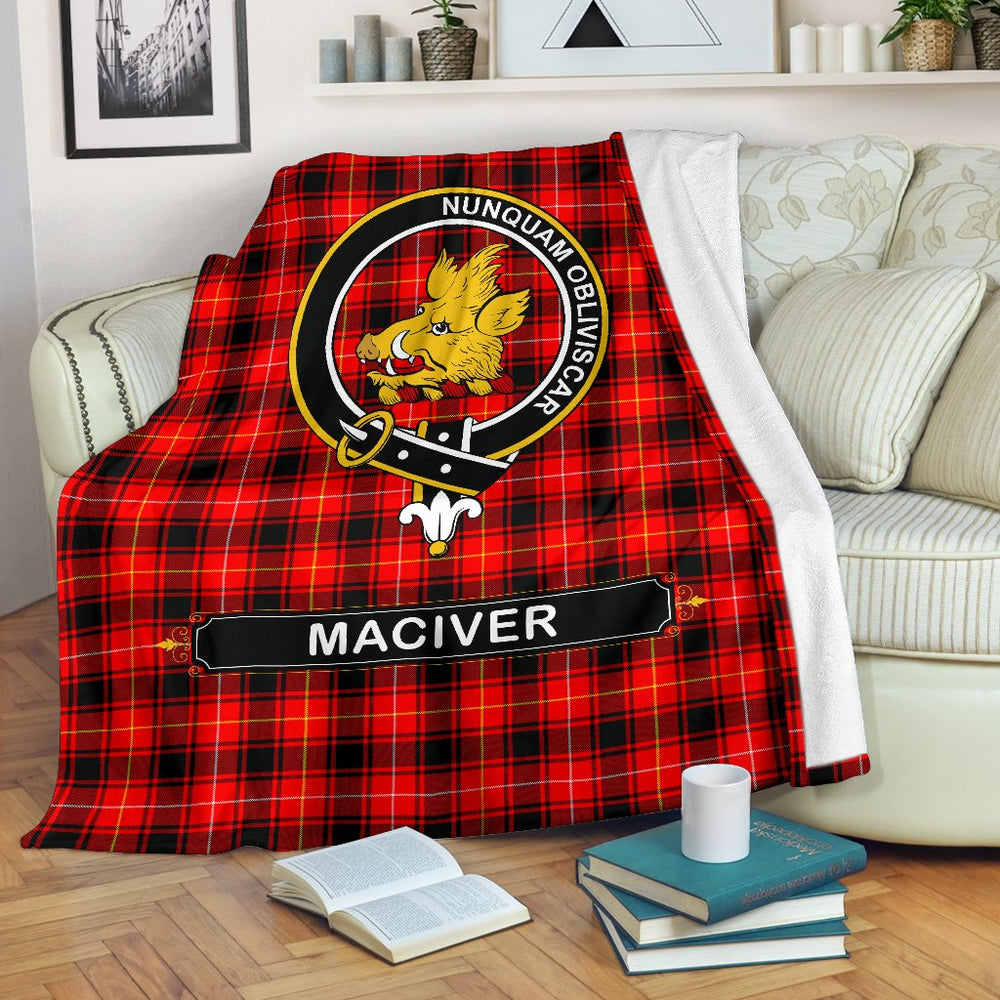 Clan MacIver Family Tartan Crest Blanket 3 Sizes VL81 Clan Hall Tartan Today   