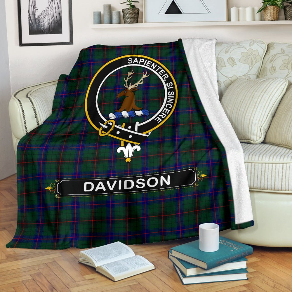 Clan Davidson Tartan Crest Blanket 3 Sizes PH23 Clan Davidson Tartan Today   