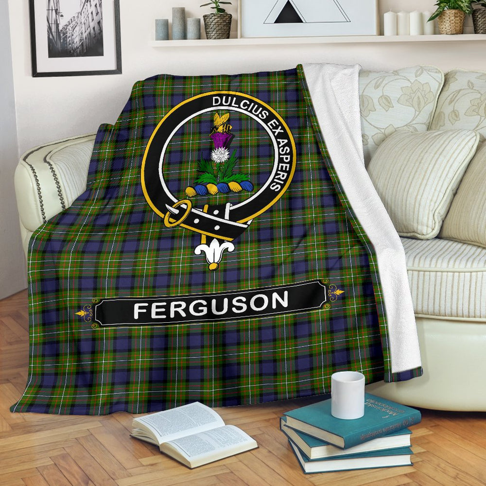 Clan Ferguson Tartan Crest Blanket 3 Sizes XH56 Clan Hall Tartan Today   