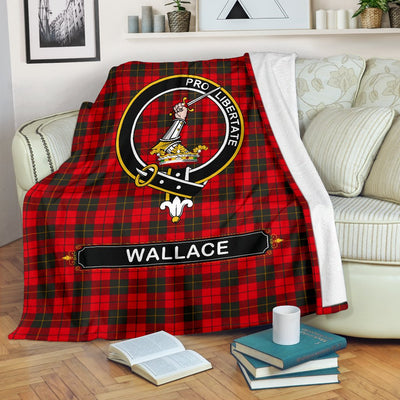Clan Wallace Tartan Crest Blanket