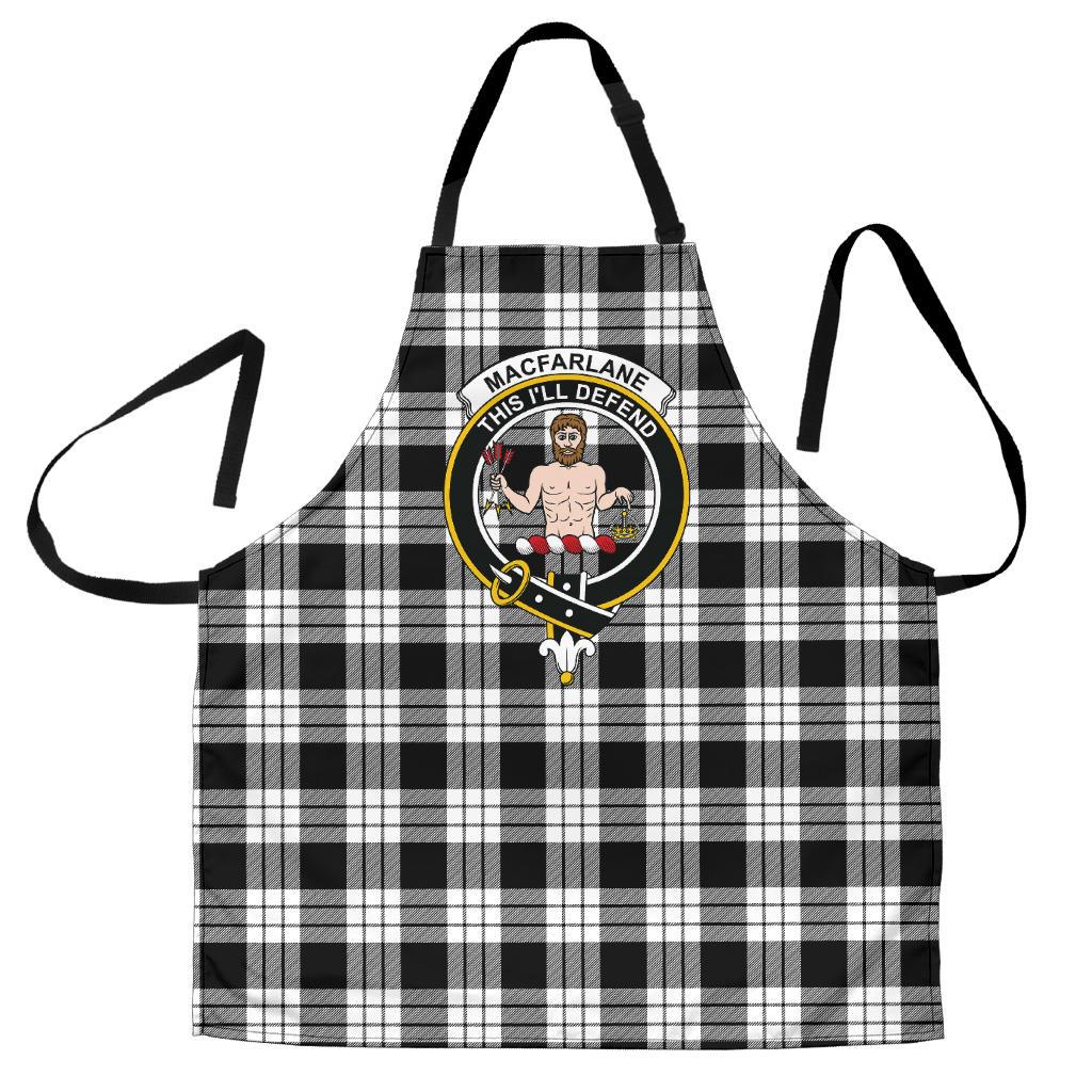 Clan MacFarlane Black & White Ancient Tartan Crest Apron KP64 Clan MacFarlane Tartan Today   