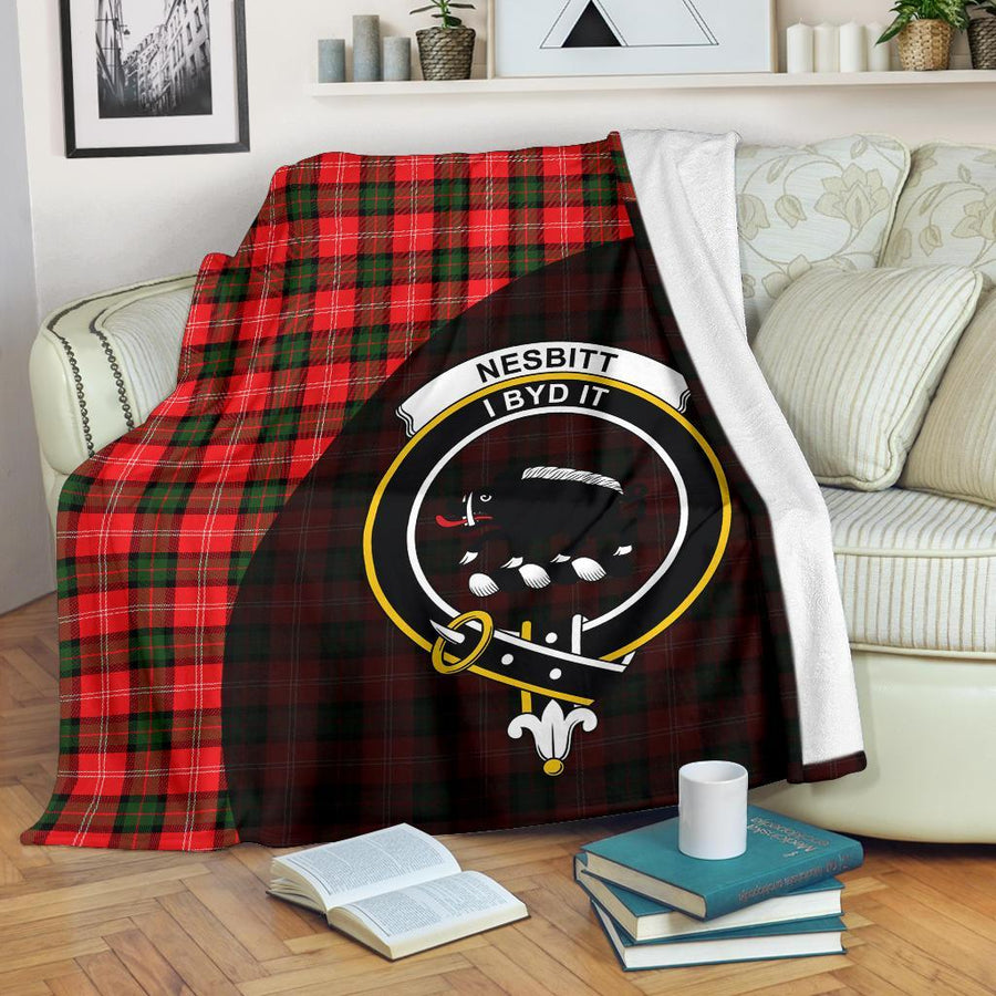 Clan Nesbitt Modern Tartan Crest Blanket Wave Style