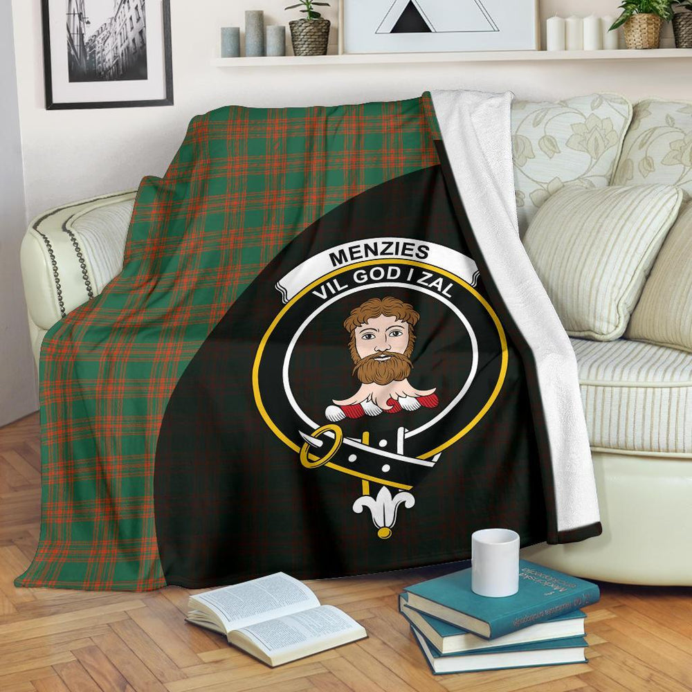 Clan Menzies Green Ancient Tartan Crest Blanket Wave Style JN64 Clan Menzies Tartan Today   