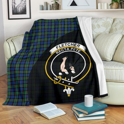 Clan Fletcher Ancient Tartan Crest Blanket Wave Style RW74