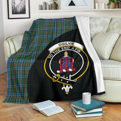 Clan Ogilvie Hunting Ancient Tartan Crest Blanket Wave Style DR67