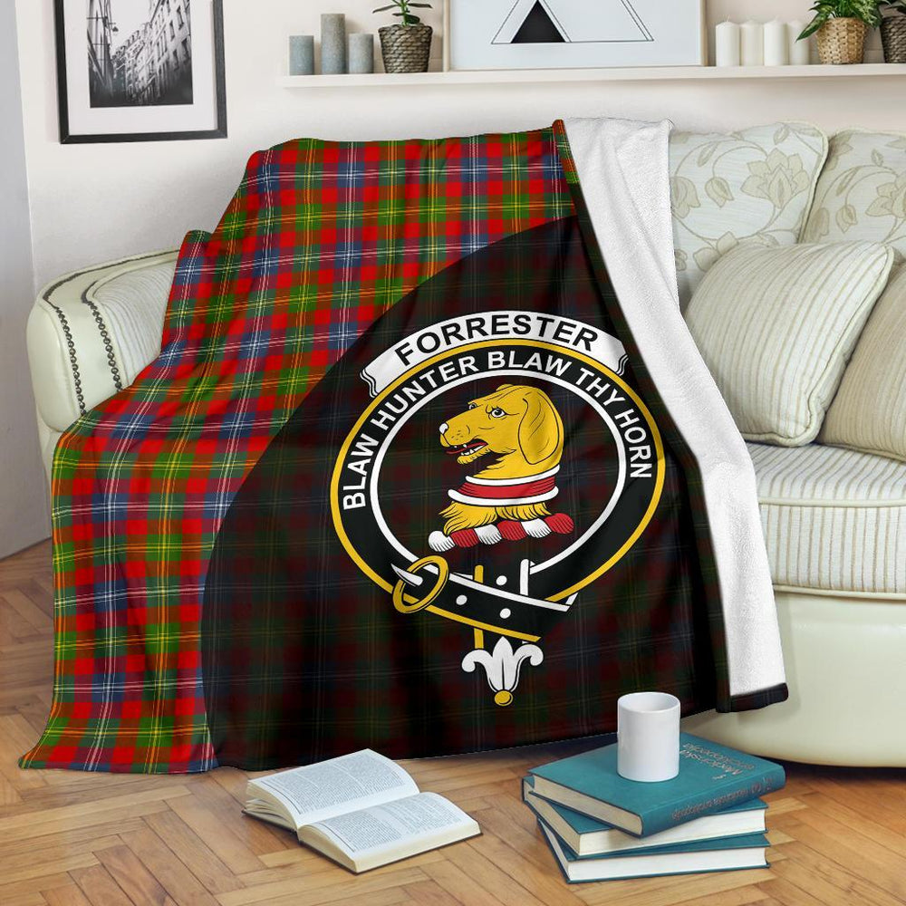 Clan Forrester Tartan Crest Blanket Wave Style VA85 Clan Forrester Tartan Today   
